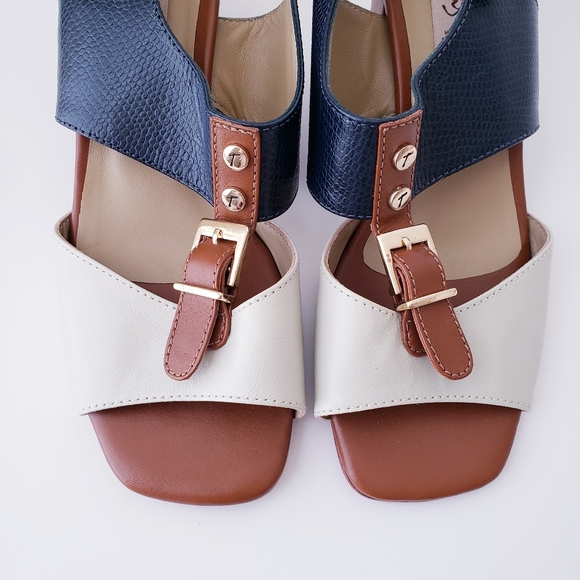 Vintage Tanguiis Leather Colorblock Heeled Sandals - Picture 10 of 14